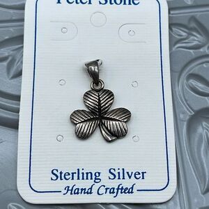 NWT Peter Stone sterling silver hand crafted Celtic clover pendant
